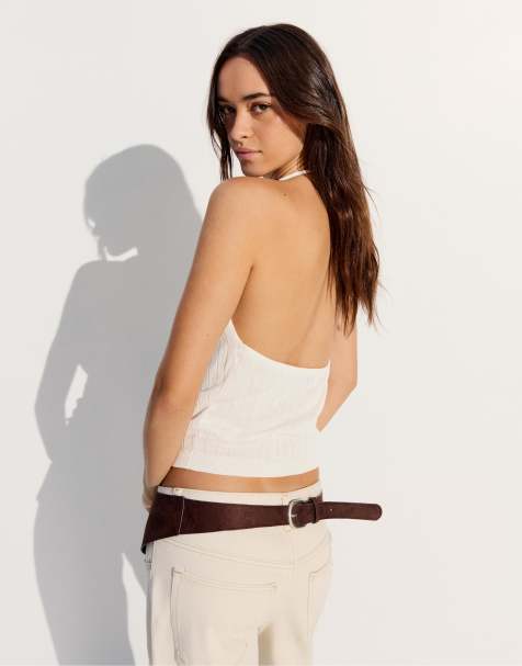 Bershka - Råhvid draperet halterneck-top - view 1