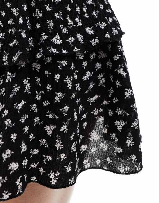 Bershka rara skirt in black white floral