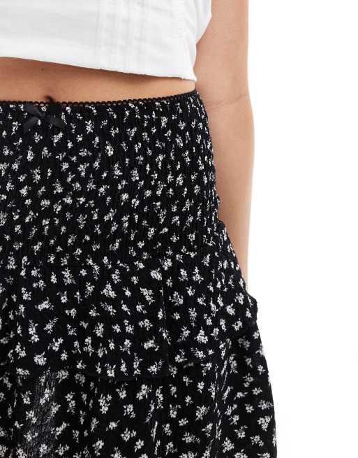 Floral midi skirt bershka sales