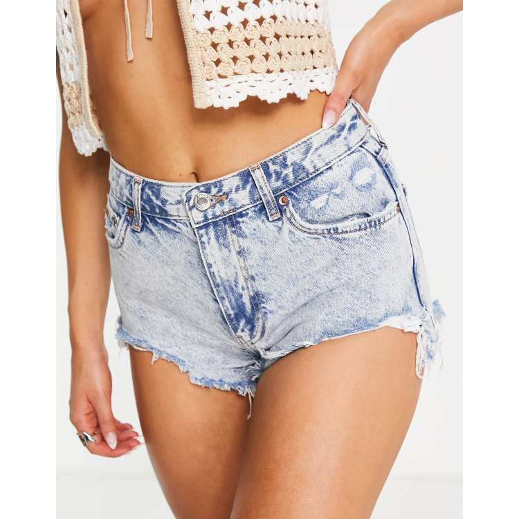 Denim Shorts Low Waist Women Slim Fit Hem Rolled Up Short Pants Retro  Fashion Ripped Raw Edge Mini Shorts