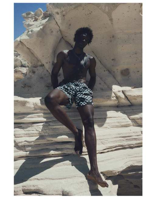 Bershka - Recht badpak met print in zwart en wit, 2 van 4