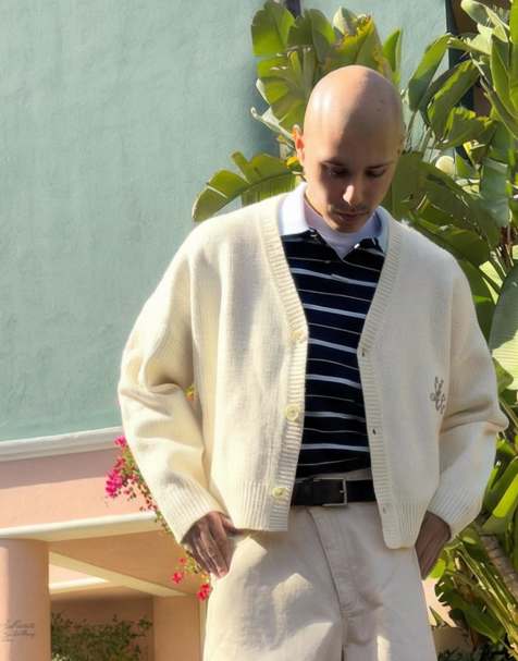 Bershka - Recht jack met knopen en print in wit - view 1