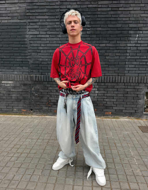 Bershka - Recht Spider-man T-shirt met korte mouwen in rood, 6 van 6