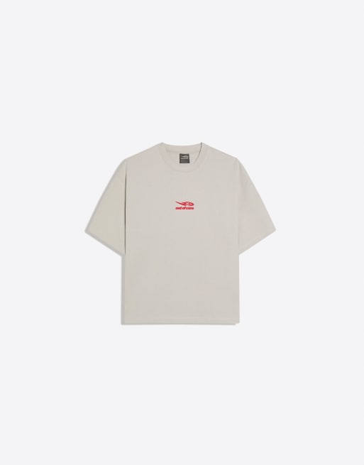 Bershka - Recht T-shirt met korte mouwen in beige, 2 van 4