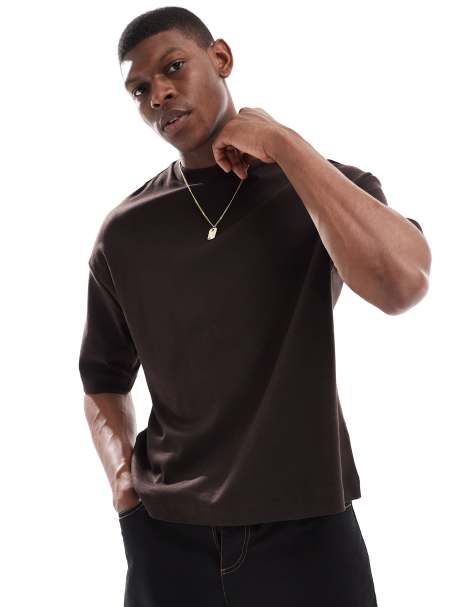 Bershka - Recht T-shirt met korte mouwen in bruin - view 1
