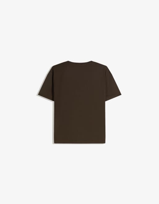 Bershka - Recht T-shirt met korte mouwen in bruin, 4 van 4