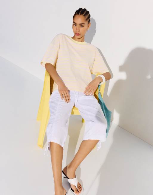 Bershka - Recht T-shirt met print in geel, 4 van 6