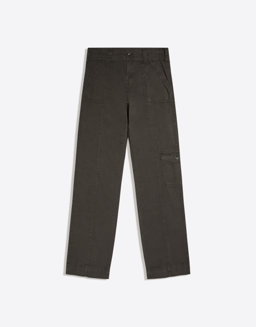 Bershka rechte cargobroek in kaki, 5 van 5