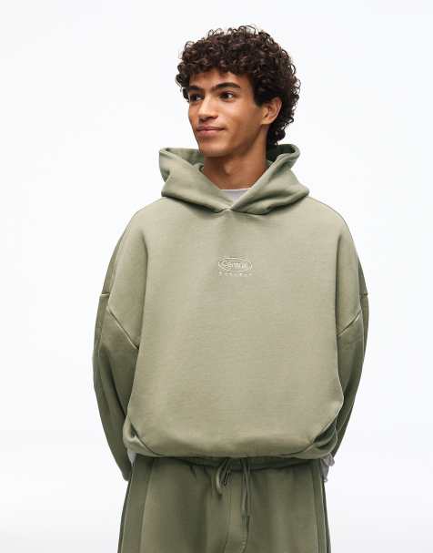 Bershka - Rechte hoodie in kaki met wassing - view 1
