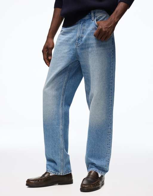 Bershka rechte jeans in denimblauw, 3 van 4