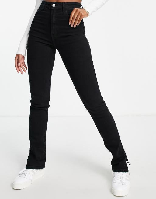 Bershka - Rechte jeans met splitjes in zwart