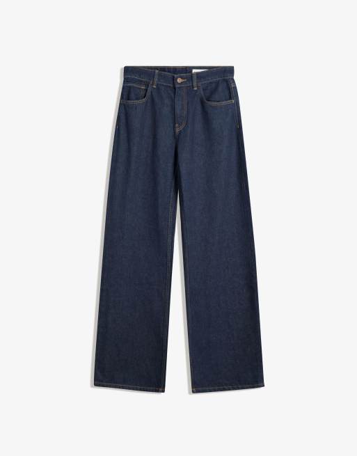 Bershka - Rechte jeans met wijde pijpen in denimblauw, 4 van 4