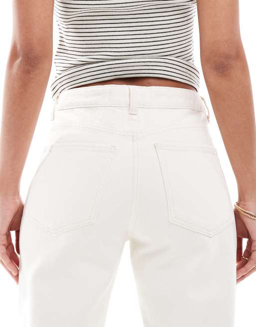Bershka - Rechte jeans met wijde pijpen in wit, 4 van 5