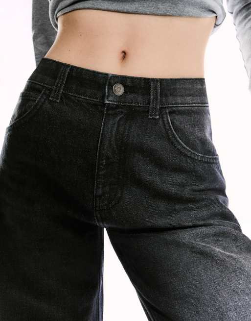 Bershka - Rechte jeans met wijde pijpen in zwart, 4 van 4