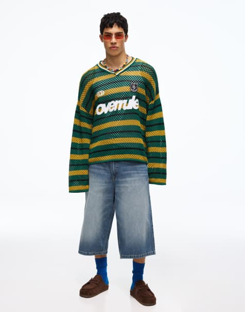 Bershka - Rechte trui van mesh met grafische print in groen - view 1