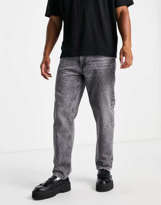 Bershka - Rechte vintage jeans in grijs