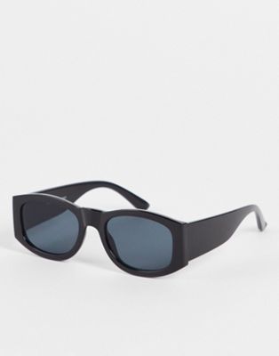 Bershka rectangle sunglasses in black