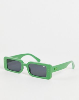 Bershka rectangle sunglasses in green