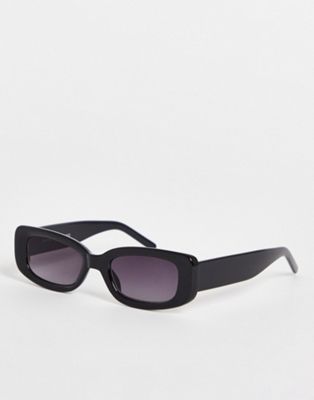 Bershka rectangular sunglasses in black