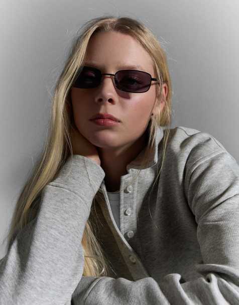 Bershka Rectangular sunglasses in black - view 1