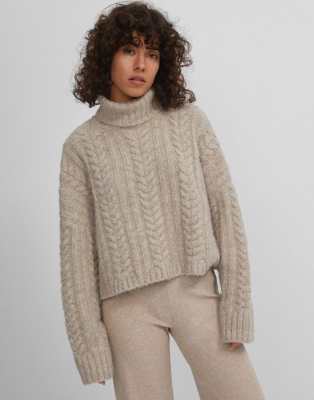 high neck cable knit jumper