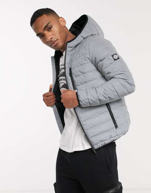 Bershka reflective puffer in silver