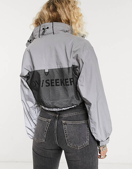 Tussen Perforeren gips Bershka reflective windbreaker jacket in gray | ASOS