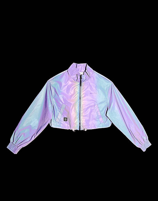 kraai Milieuvriendelijk Handel Bershka reflective windbreaker jacket in purple | ASOS