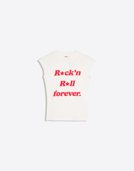 Bershka Regular fit print t-shirt in white, 5 of 5