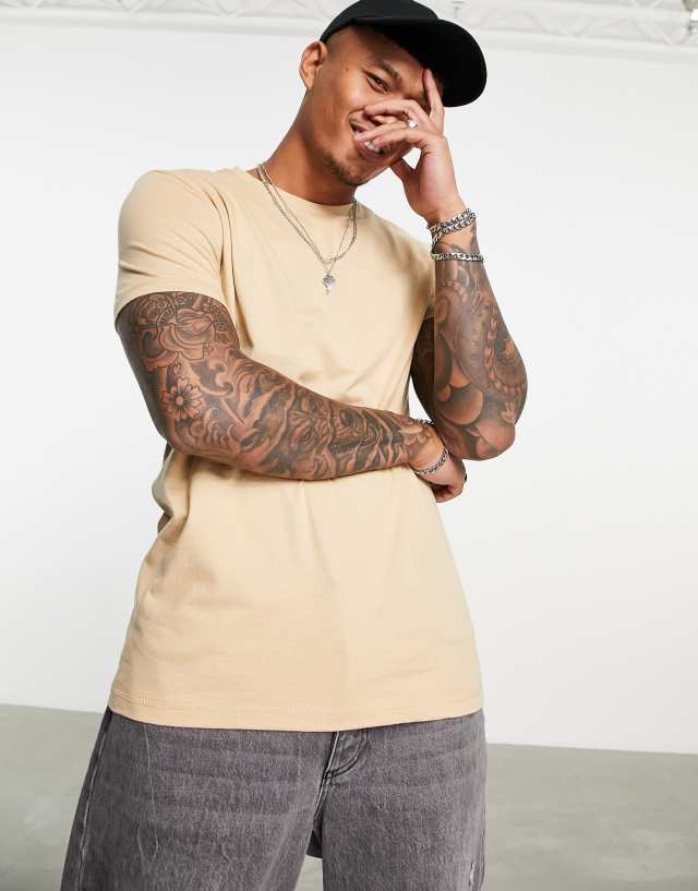 Bershka regular t-shirt in camel