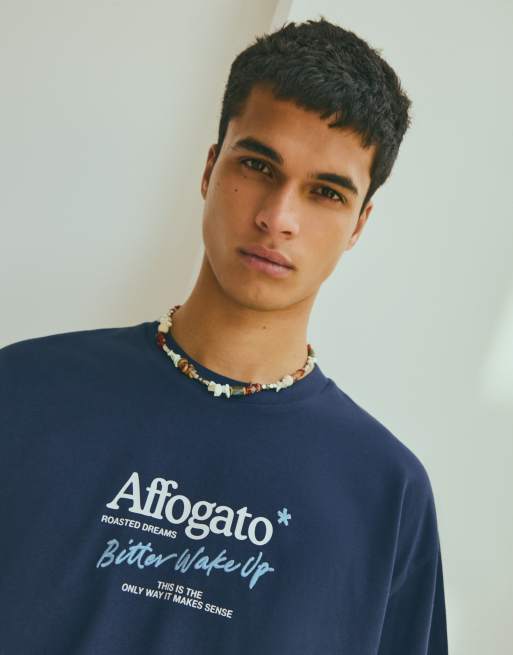 Bershka Relaxed fit printed t-shirt in blue, 4 of 4
