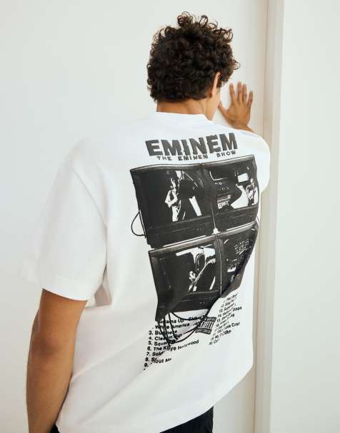 Bershka – Relaxed-Fit-T-Shirt in Weiß mit „Eminem“-Print - view 1