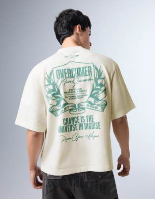 Relaxed-Fit-T-Shirt in Weiß mit Print Weiß S