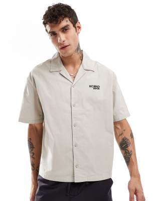 Bershka relaxed nomad shirt in light grey