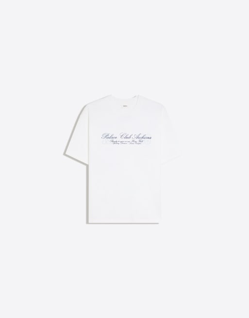 Bershka relaxed T-shirt met korte mouwen en print in wit, 6 van 7