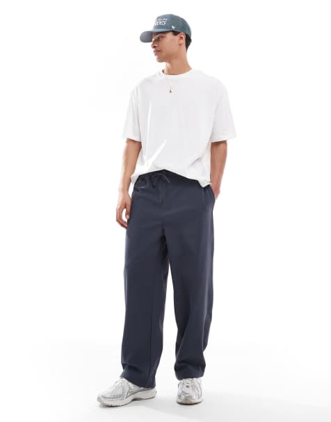 Bershka relaxed tailored trousers in dark blue - view 1