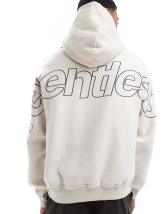Bershka relentless back graphic hoodie in chocolate 