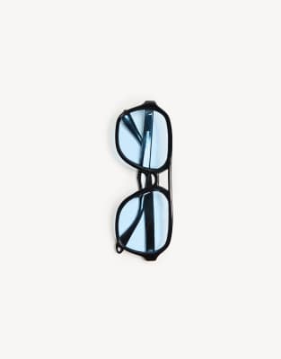 Bershka resin sunglasses in denim blue