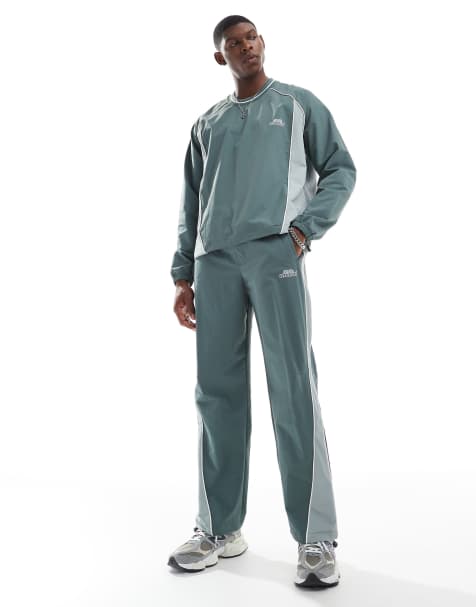 Bershka – Retro-Jogginghose in Grün mit Einsatz, Kombiteil - view 1