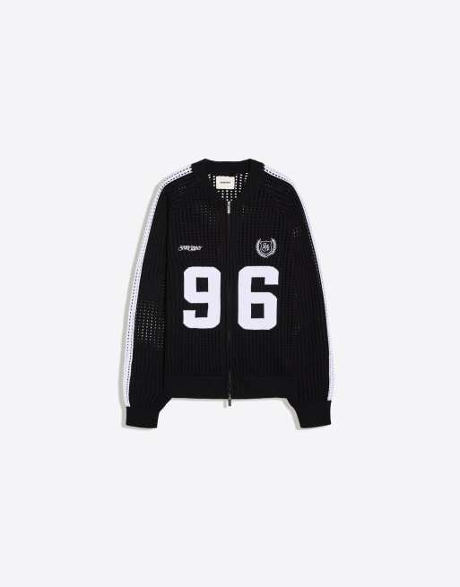 Bershka Retro mesh jacket in black, 5 of 6