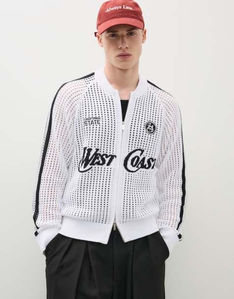 Bershka Retro mesh jacket in white - view 1