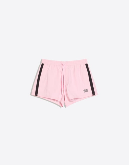 Bershka Retro short swimsuit in pink, 4 of 4