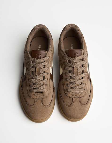 Bershka - Retro sneakers in bruin - view 1