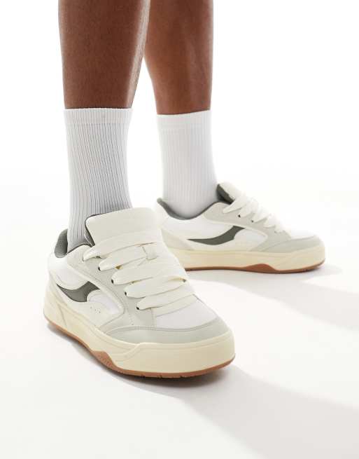 Bershka retro sole blocked sneakers in white | ASOS