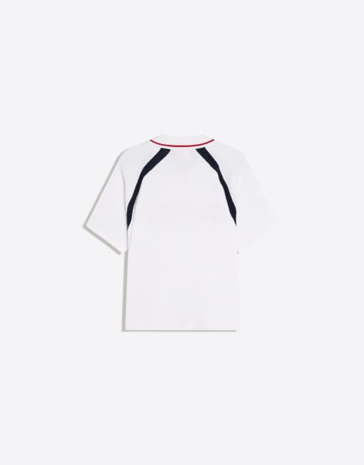 Bershka Retro-Sport-Polo in Weiß, 6 von 6