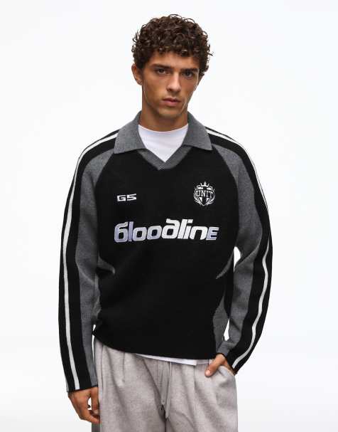 Bershka retro sport polotrui in zwart - view 1