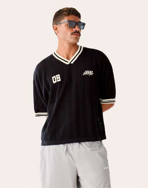 Bershka Retro sport t-shirt in black - view 1