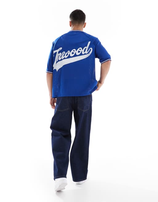 Bershka - Retro sport T-shirt in blauw