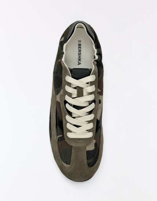 Bershka retro-stil slanke sneakers i khaki, 6 af 7