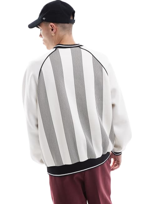 Bershka hoodie with vertical stripes in white best sale